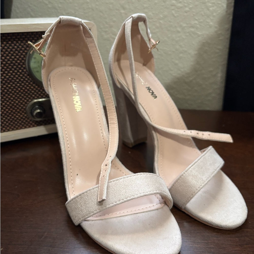 Fashion Nova Beige Strap Heels
